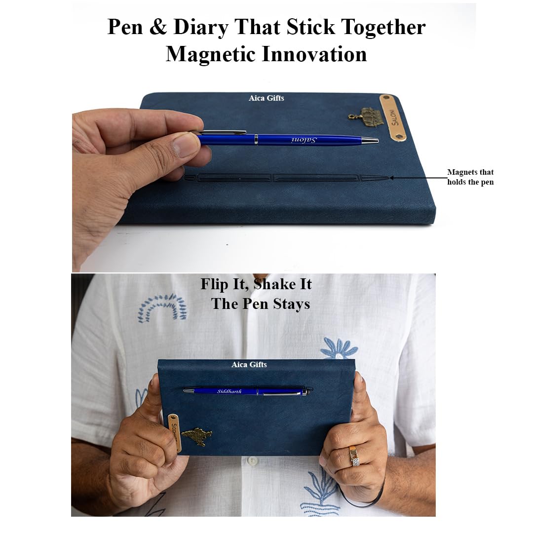 Personalized Magnetic Pen Stick Diary -A5 Size 180 Pages  (Black)