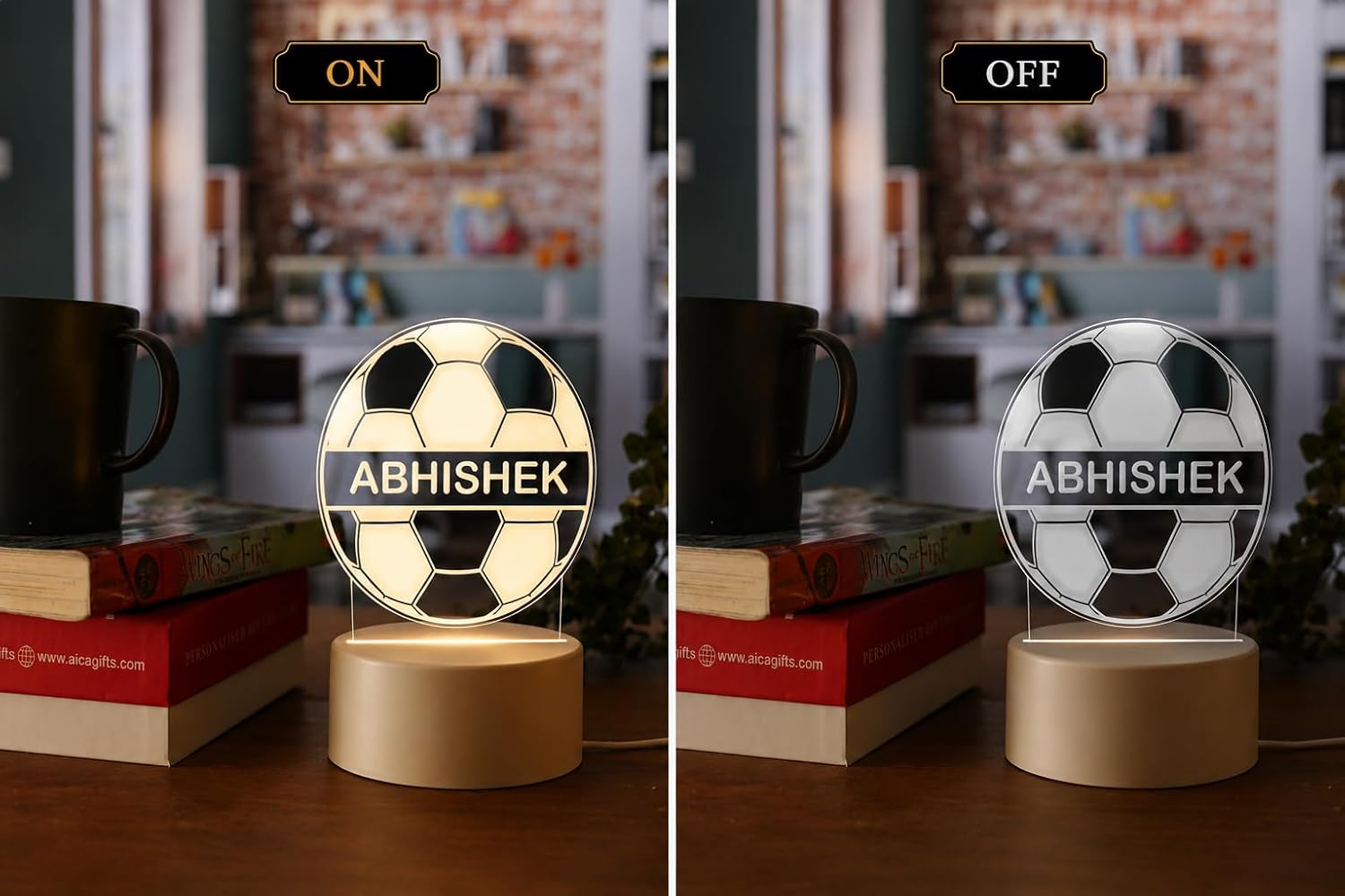 Personalized Football with Shoes LED Lamp
