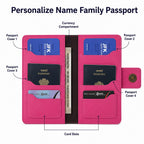 AICA Personalized Name & Charm Leather Family Passport Cover For 4 with Passport Boarding Pass Currency Card Slot & Coin Holder for Men & Women | Family Passport Cover (DARKPINK)