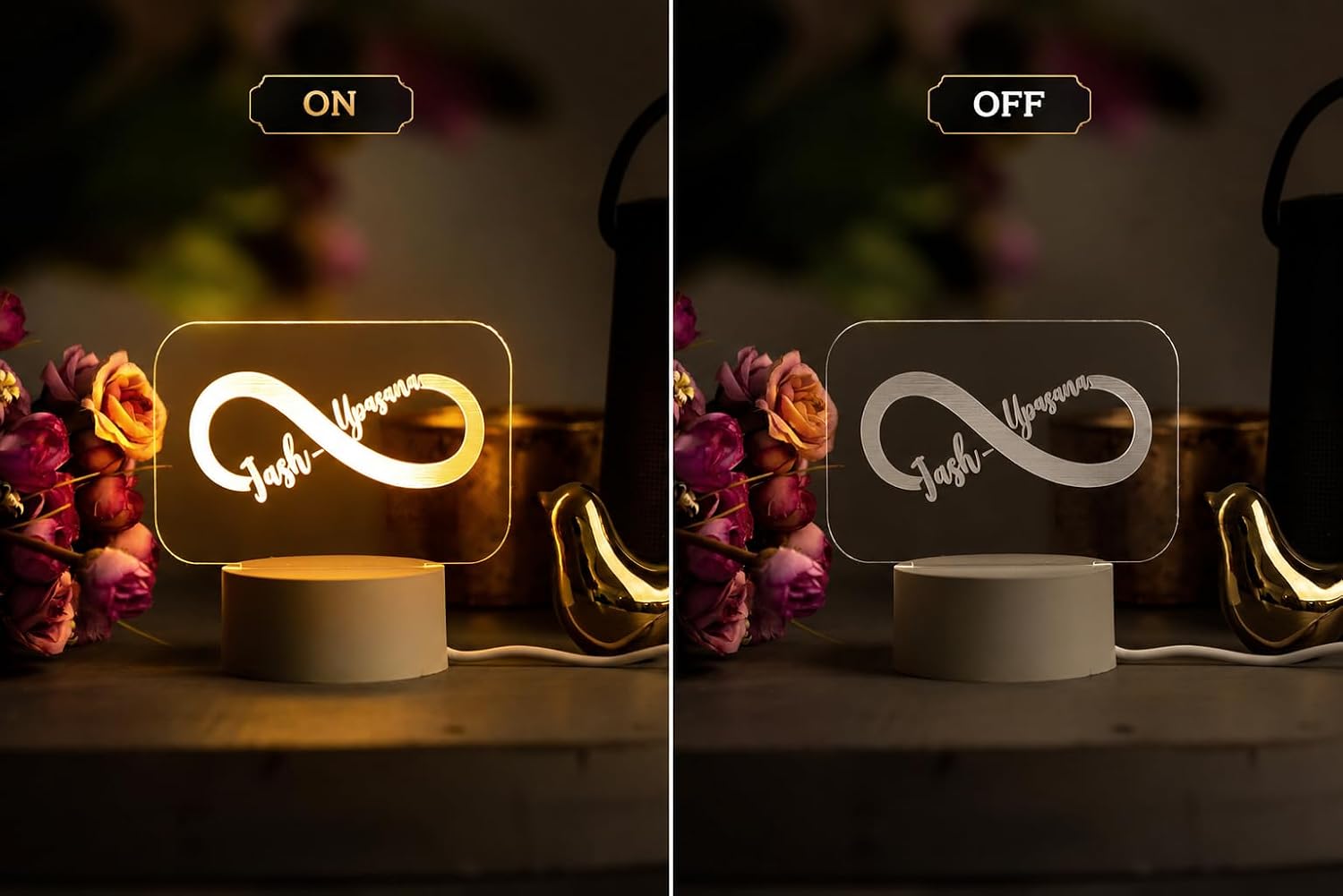 Personalized Couple Name Infinity LED Night Table Lamp
