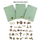 AICA Personalized Name & Charm Leather Notebook Diary -A5 Size, 180 Ruled Pages All