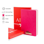 AICA Personalized Name & Charm Leather Notebook Diary -A5 Size, 180 Ruled Pages All
