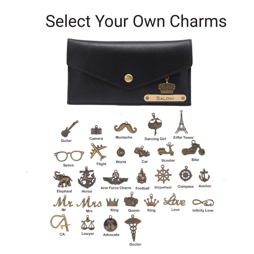 AICA Personalised Name & Charm Leather Wallet Gift for Women