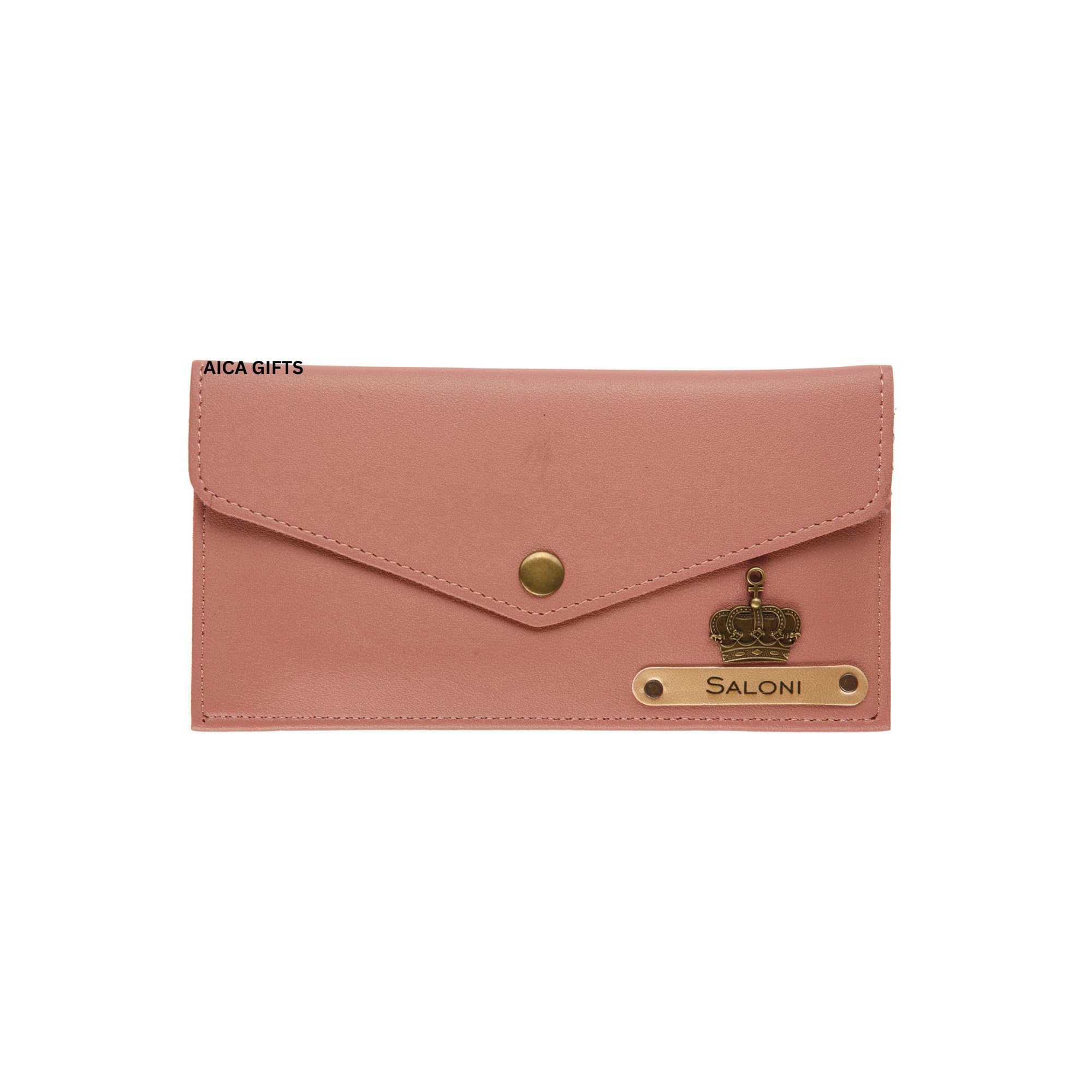 AICA Personalised Name & Charm Leather Wallet Gift for Women