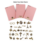 AICA Personalized Name & Charm Leather Notebook Diary -A5 Size, 180 Ruled Pages All
