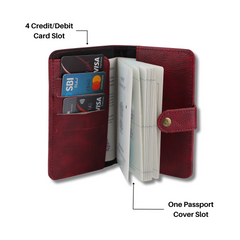 AICA Personalised Name & Charm Leather Passport Cover Holder for Men & Women (Maroon)