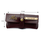 AICA Personalised Name & Charm Leather Sunglass Case Cover for Men & Women (Babyblue)