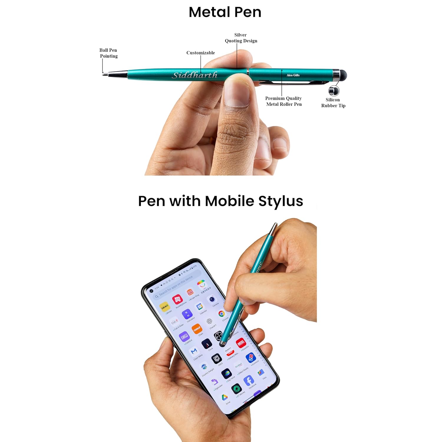 Personalized Magnetic Pen Stick Diary -A5 Size 180 Pages  (Black)