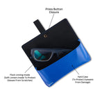 AICA Personalised Name & Charm Leather Sunglass Case Cover for Men & Women (Babyblue)
