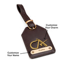 AICA Personalised Name & Charm Womens Leather Gift Set | Gifts for Women (Dark Brown)