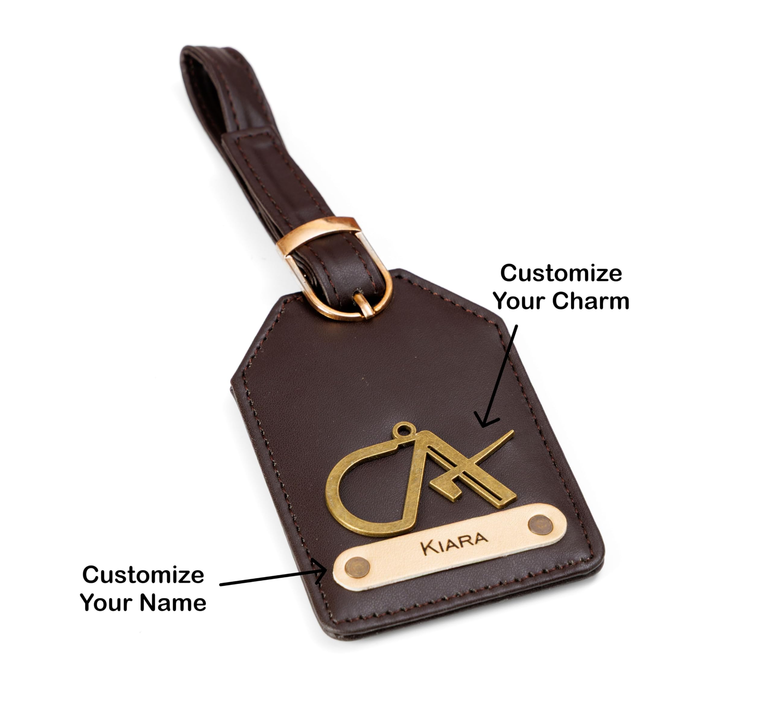 AICA Personalised Name & Charm Womens Leather Gift Set | Gifts for Women (Dark Brown)