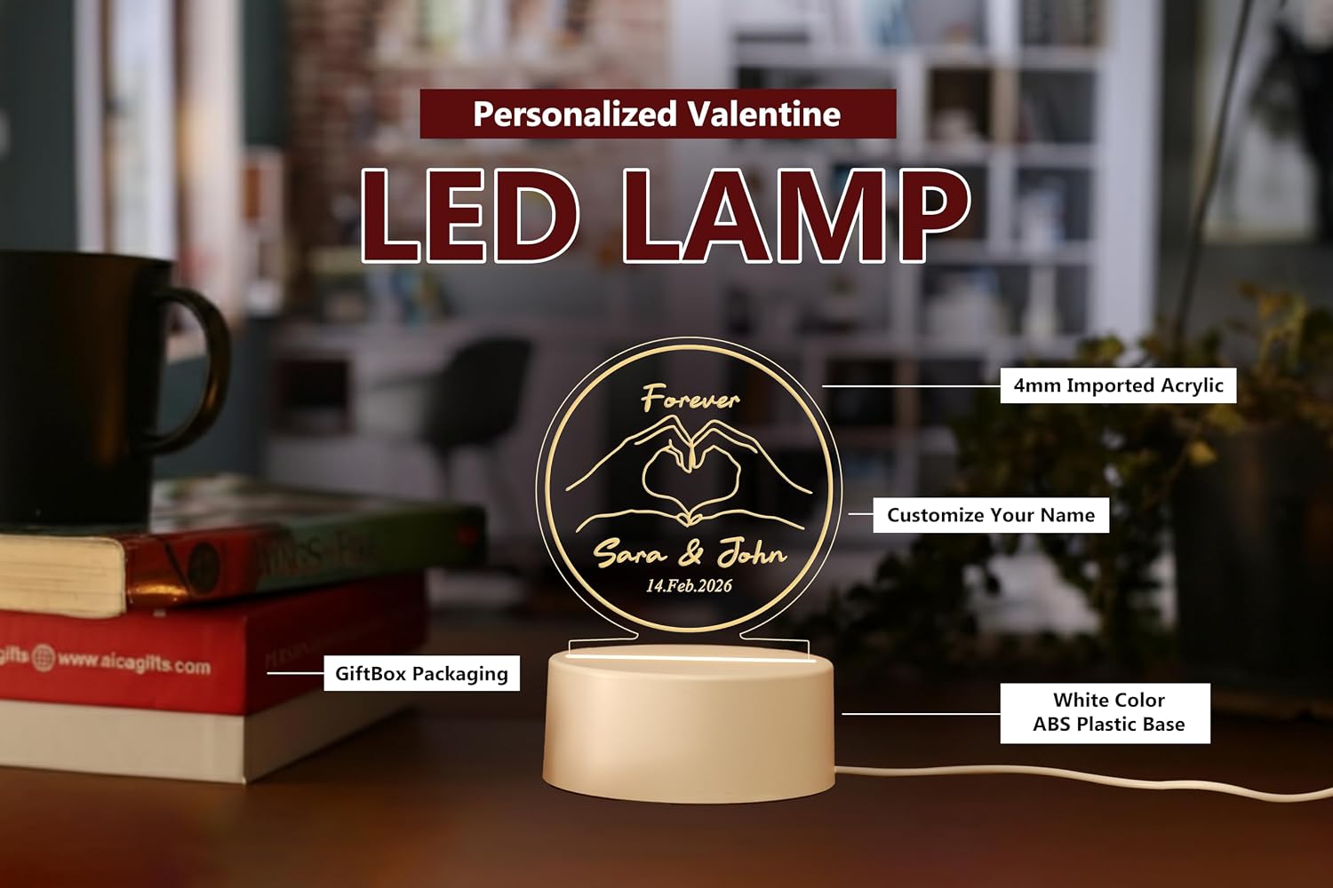 Personalized Couple Name & Date LED Night Lamp