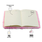AICA Personalized Embroidery Patch Name Soft Fur Diary A5 Size 160 Pages (Rainbow) For Girls & Boys|Customized Cute Plush Personal Journal| Diary for Girls Aesthetic | Diary for Kids | Gifts for Girls
