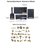 AICA Personalised Name & Charm Womens Leather Gift Set | Gifts for Women (Dark Brown)