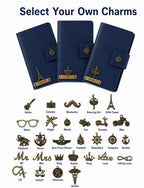AICA Personalized Name & Charm Leather Family Passport Cover For 4 with Passport Boarding Pass Currency Card Slot & Coin Holder for Men & Women | Family Passport Cover (NAVYBLUE)