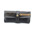 AICA Personalised Name & Charm Leather Sunglass Case Cover for Men & Women (Babyblue)