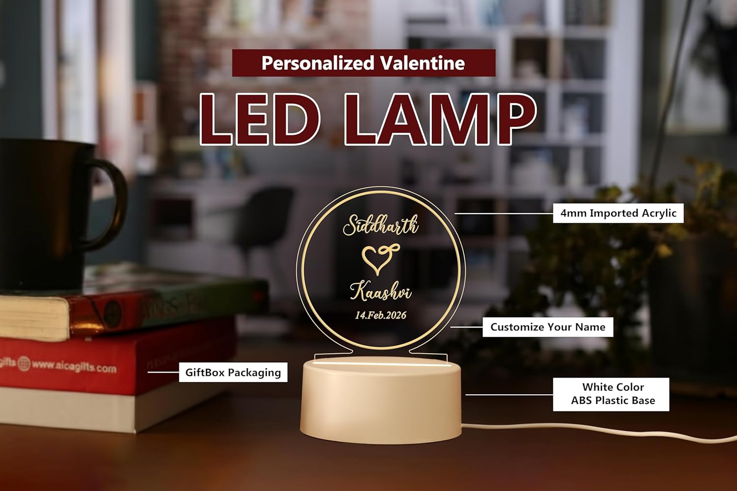 Personalized Couple Name & Date LED Night Lamp