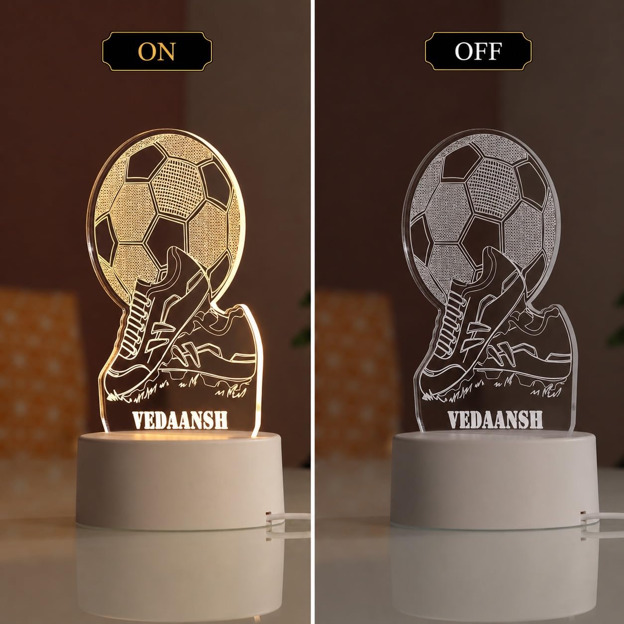 Personalized Football with Shoes LED Lamp