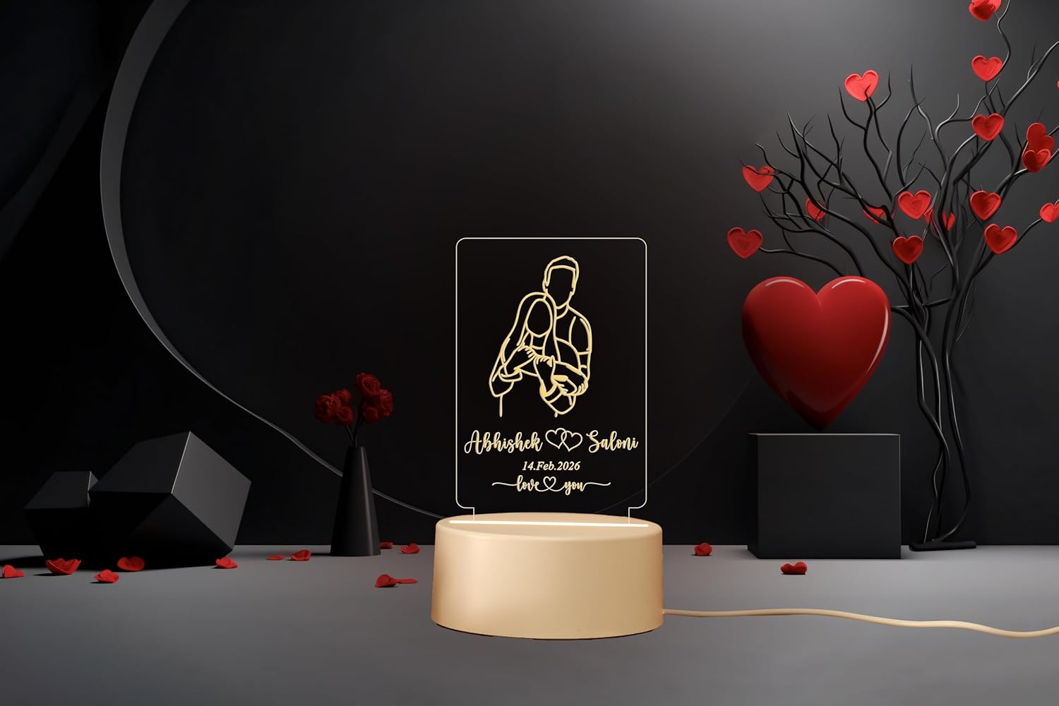 Personalized Couple Name & Date LED Night Lamp