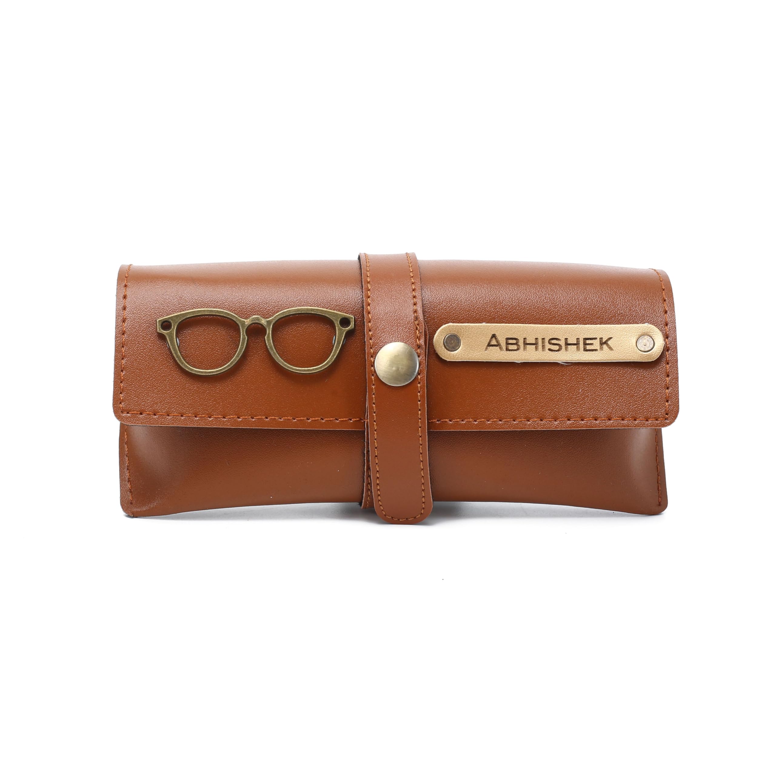 AICA Personalised Name & Charm Leather Sunglass Case Cover for Men & Women (Babyblue)