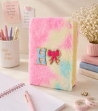 AICA Personalized Embroidery Patch Name Soft Fur Diary A5 Size 160 Pages (Rainbow) For Girls & Boys|Customized Cute Plush Personal Journal| Diary for Girls Aesthetic | Diary for Kids | Gifts for Girls