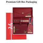 AICA Personalised Name & Charm Womens Leather Gift Set | Gifts for Women (Dark Brown)