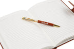 AICA Personalized Name & Charm Notebook Leather Diary - A5 Size, 200 Ruled Pages (Navy Blue) & Pen Golden Combo for Men & Women