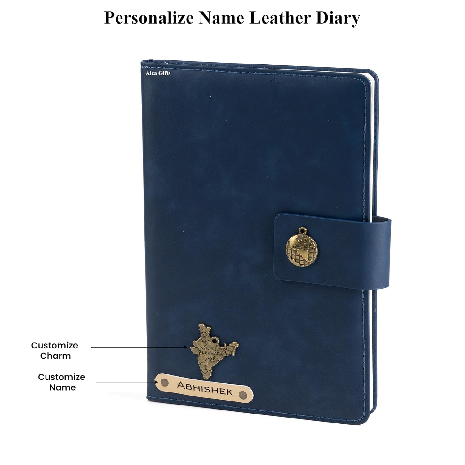 Personalized Name Leather Magnetic Diary A5 Size 200 Pages