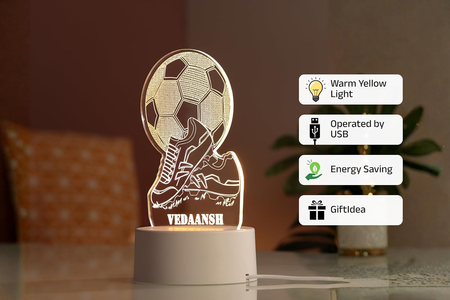 Personalized Football with Shoes LED Lamp
