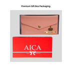 AICA Personalised Name & Charm Leather Wallet Gift for Women