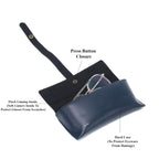 AICA Personalised Name & Charm Leather Sunglass Case Cover for Men & Women (Babyblue)
