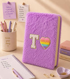 AICA Personalized Embroidery Patch Name Soft Fur Diary A5 Size 160 Pages (Purple) For Girls & Boys|Customized Cute Plush Personal Journal | Diary for Girls Aesthetic | Diary for Kids | Gifts for Girls