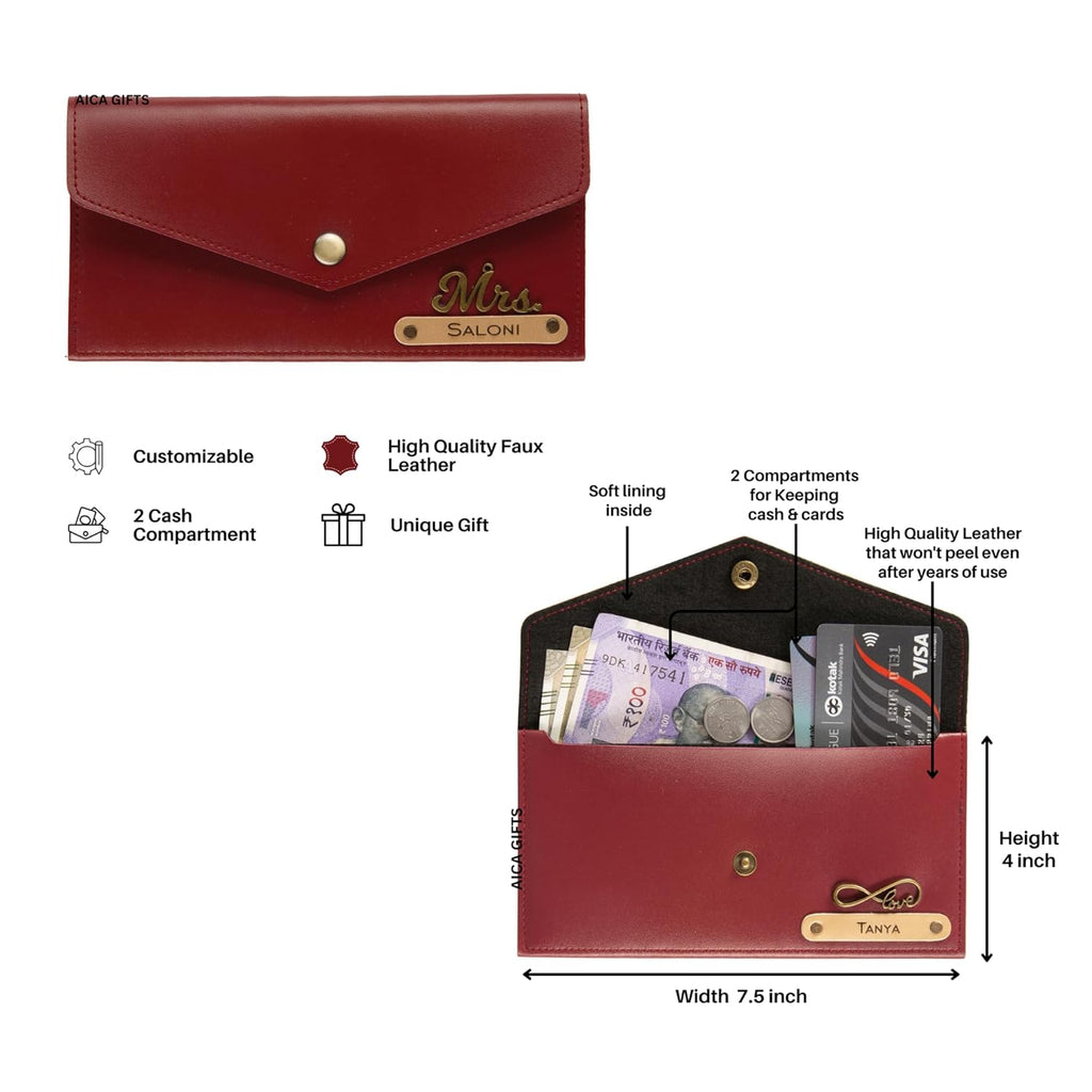 AICA Personalized Leather Womens Rakhi Combo (Wine)