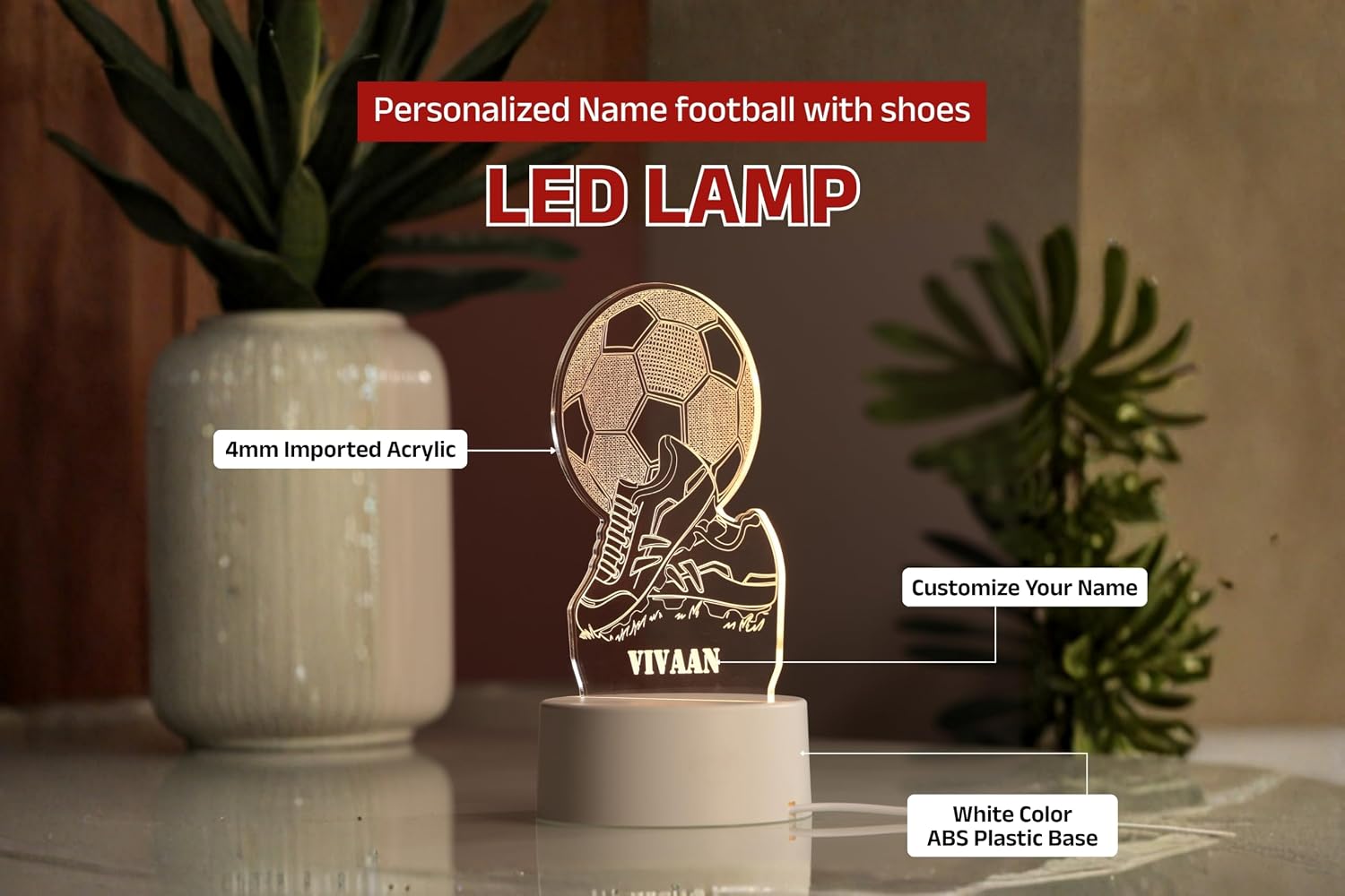 Personalized Football with Shoes LED Lamp
