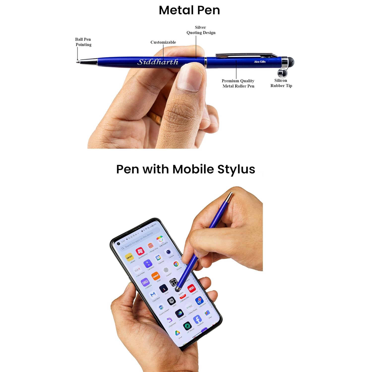 Personalized Magnetic Pen Stick Diary -A5 Size 180 Pages  (Black)