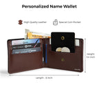 AICA Personalized Name Leather Mens Rakhi + Wallet Combo (Dark Brown)