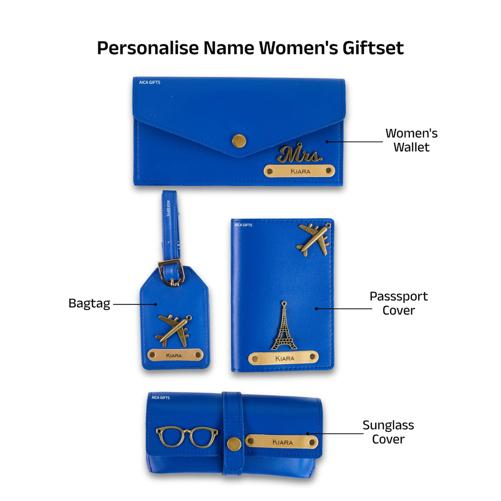 AICA Personalised Name & Charm Womens Leather Gift Set | Gifts for Women (Dark Brown)