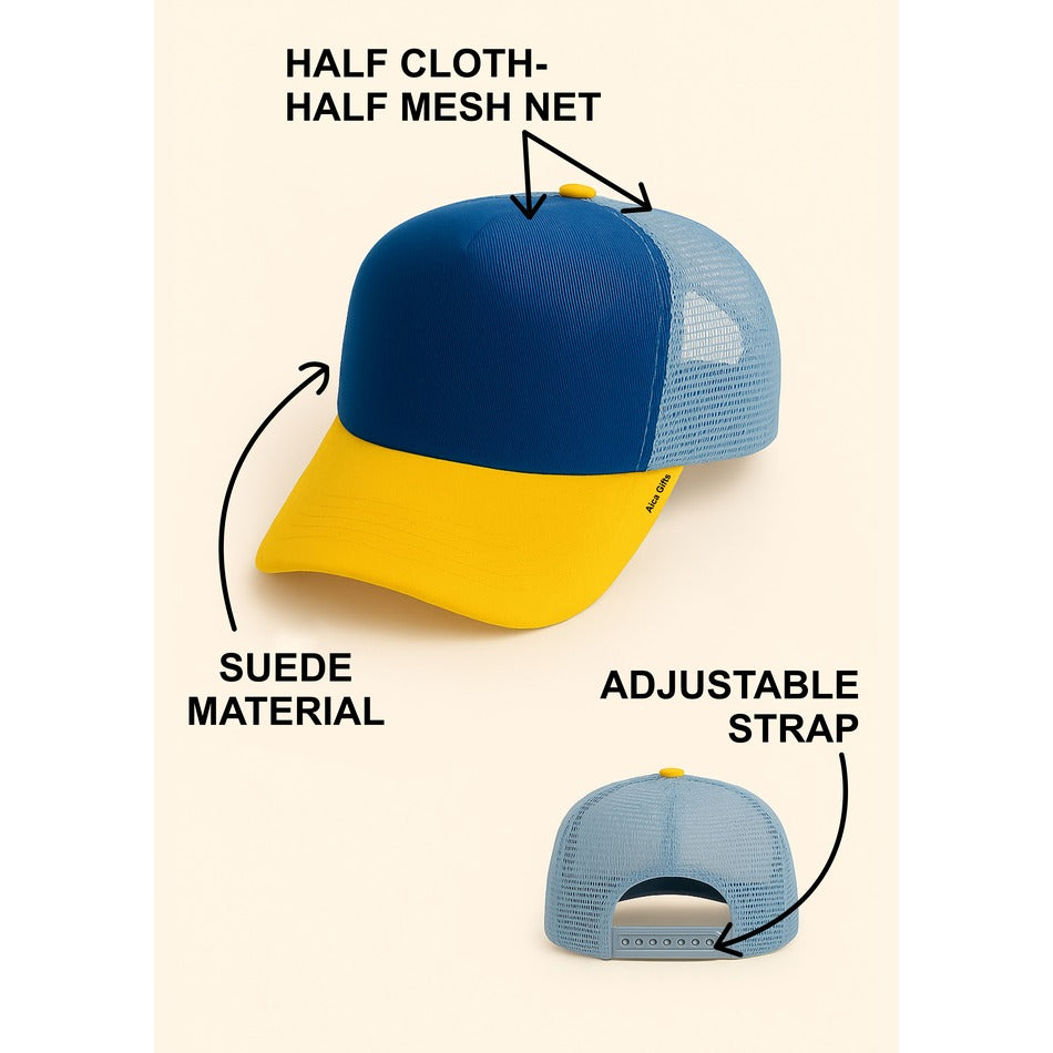 AICA Personalized Trucker Half Mesh Baseball Cap with Custom Patch Adjustable Snapback Hat for Men Women
