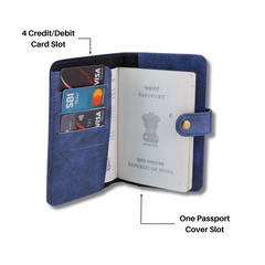 AICA Personalised Name & Charm Leather Passport Cover Holder for Men & Women (RoyalBlue)