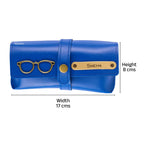 AICA Personalised Name & Charm Leather Sunglass Case Cover for Men & Women (Babyblue)