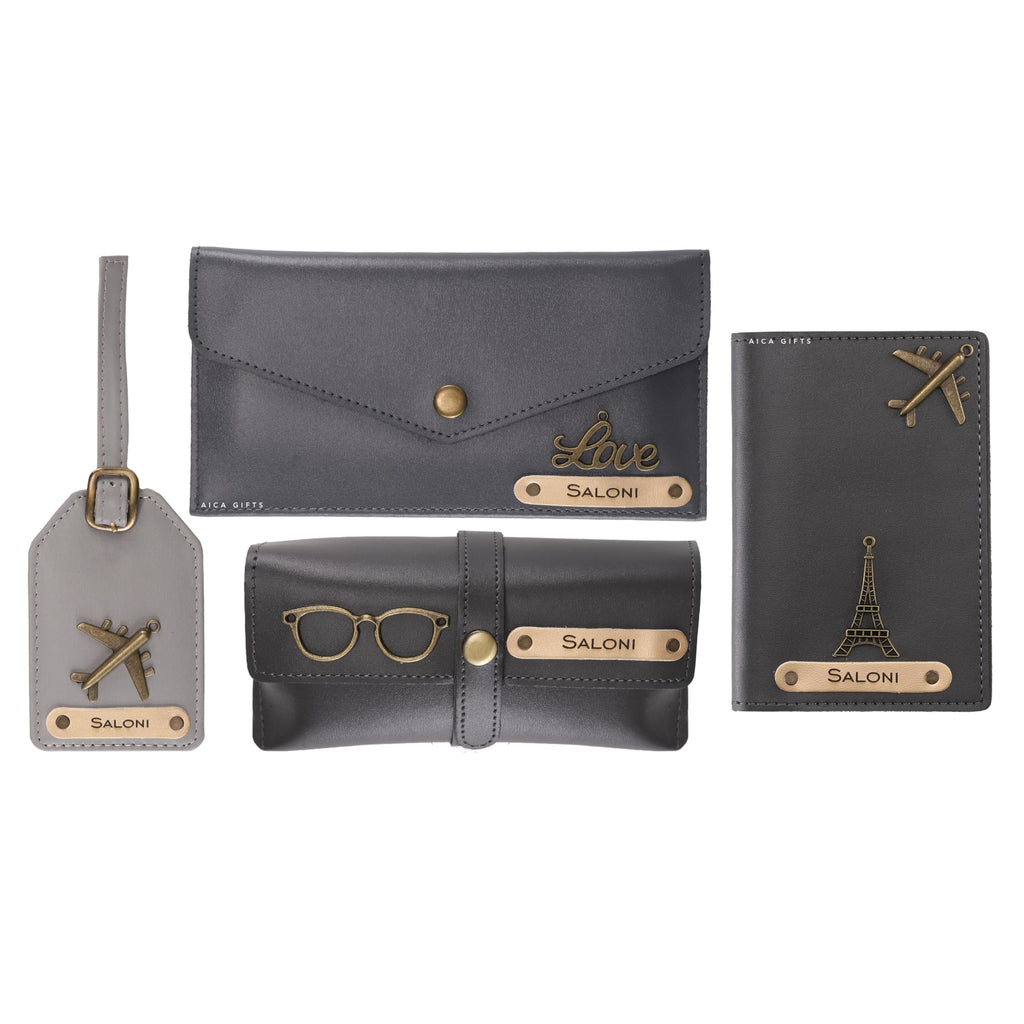 AICA Personalised Name & Charm Womens Leather Gift Set | Gifts for Women (Dark Brown)