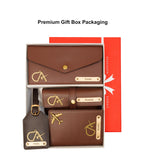 AICA Personalised Name & Charm Womens Leather Gift Set | Gifts for Women (Dark Brown)