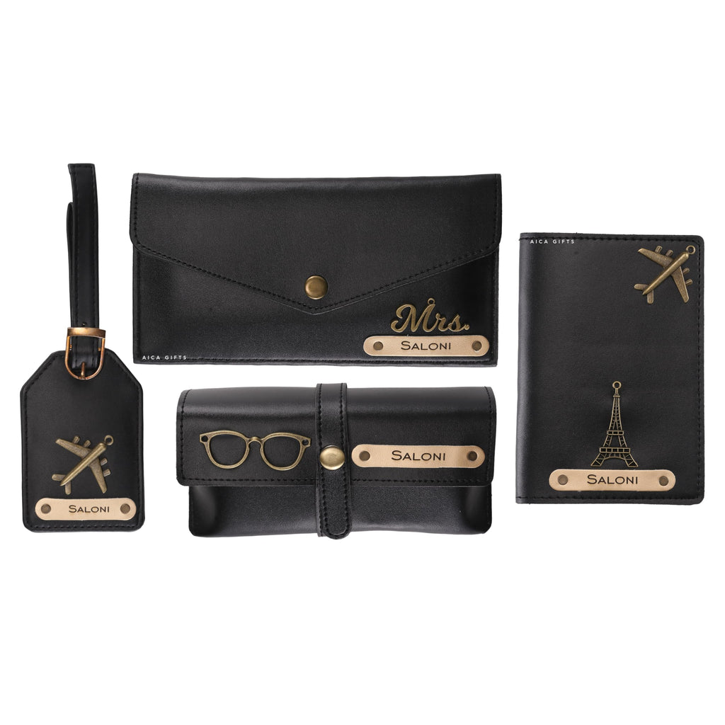 AICA Personalised Name & Charm Womens Leather Gift Set | Gifts for Women (Dark Brown)