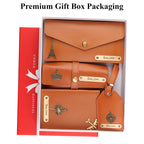 AICA Personalised Name & Charm Womens Leather Gift Set | Gifts for Women (Dark Brown)