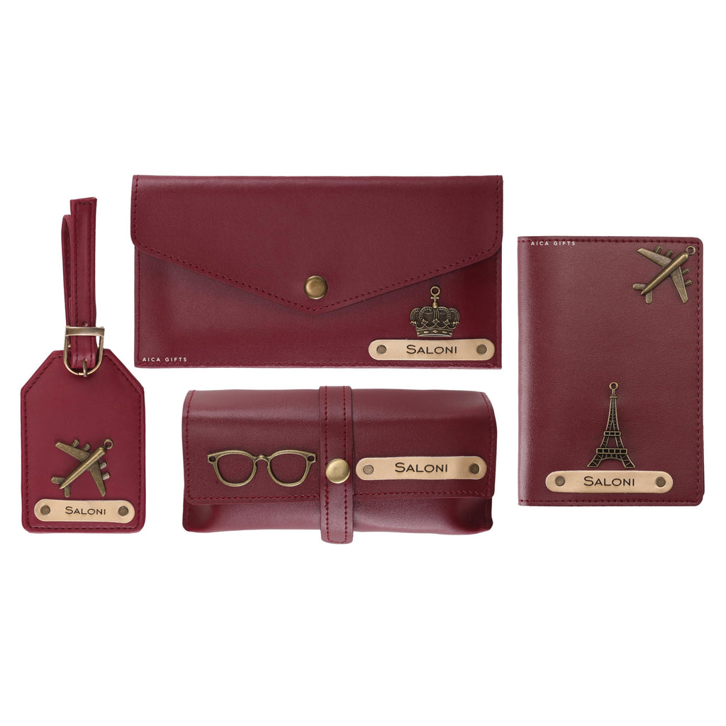 AICA Personalised Name & Charm Womens Leather Gift Set | Gifts for Women (Dark Brown)