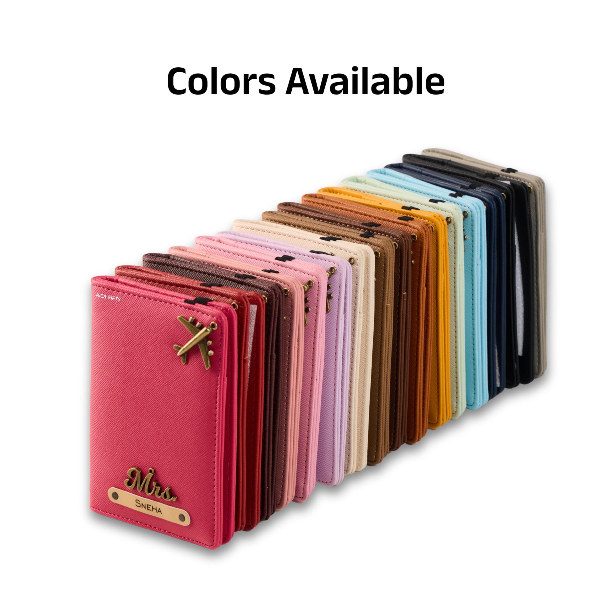 AICA Personalised Name & Charm Leather Passport Cover Holder for Men & Women (Babyblue) | Gifts for Man | Gift for Woman | Return Gifts for Birthday | Passport Cover for Men & Women