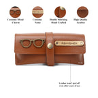 AICA Personalised Name & Charm Leather Sunglass Case Cover for Men & Women (Babyblue)