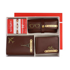 AICA Personalized Leather Mens Rakhi Combo (Dark Brown)