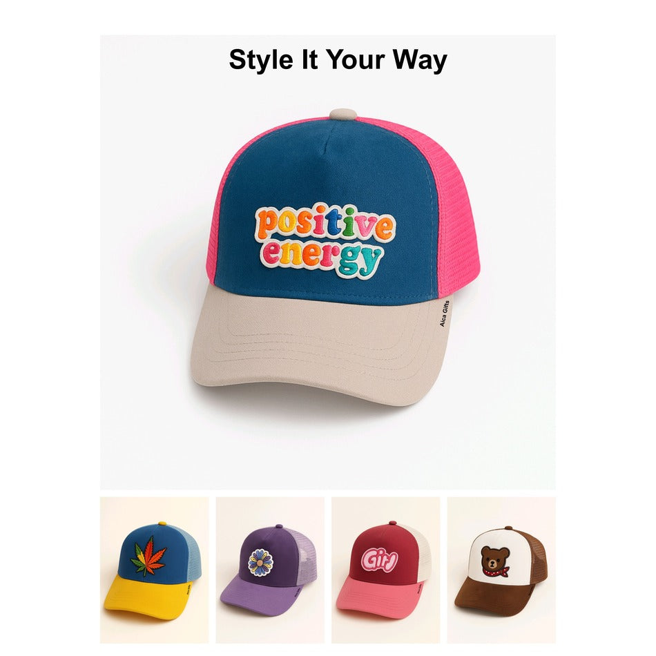AICA Personalized Trucker Half Mesh Baseball Cap with Custom Patch Adjustable Snapback Hat for Men Women