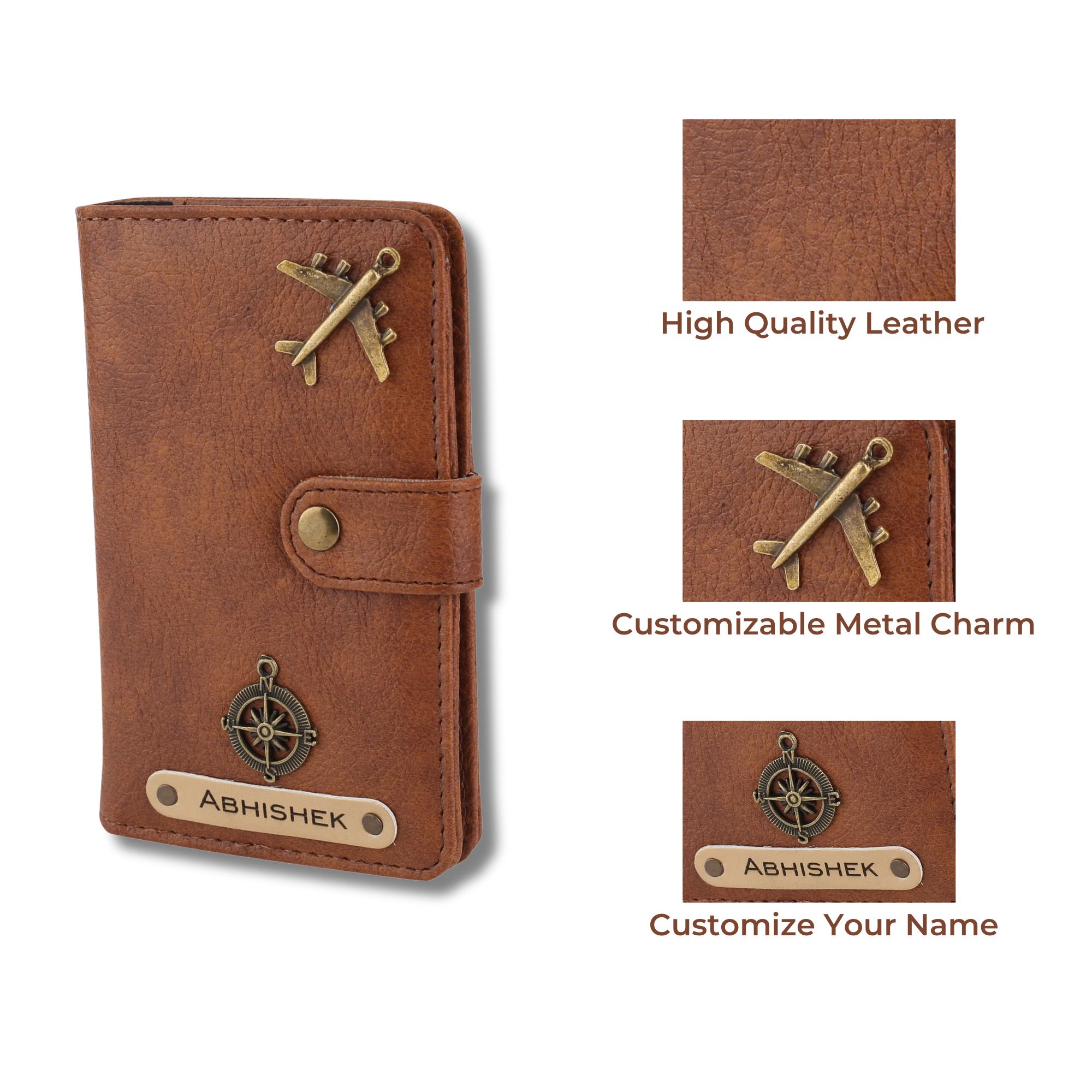 Personalised Passport Cover (Tanbrown)